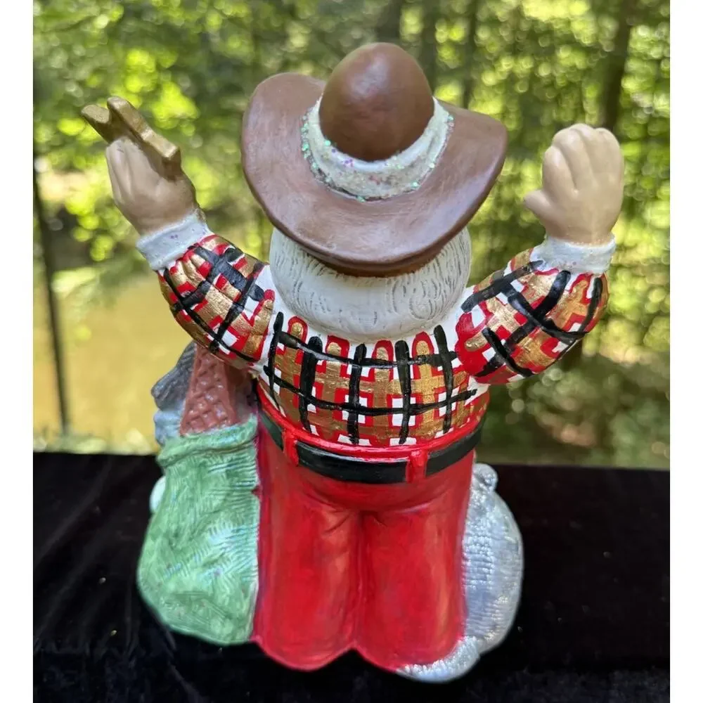 VTG 2000 Lone Star State TEXAS Cowboy Oil Santa Christmas Ceramic Mold Figure